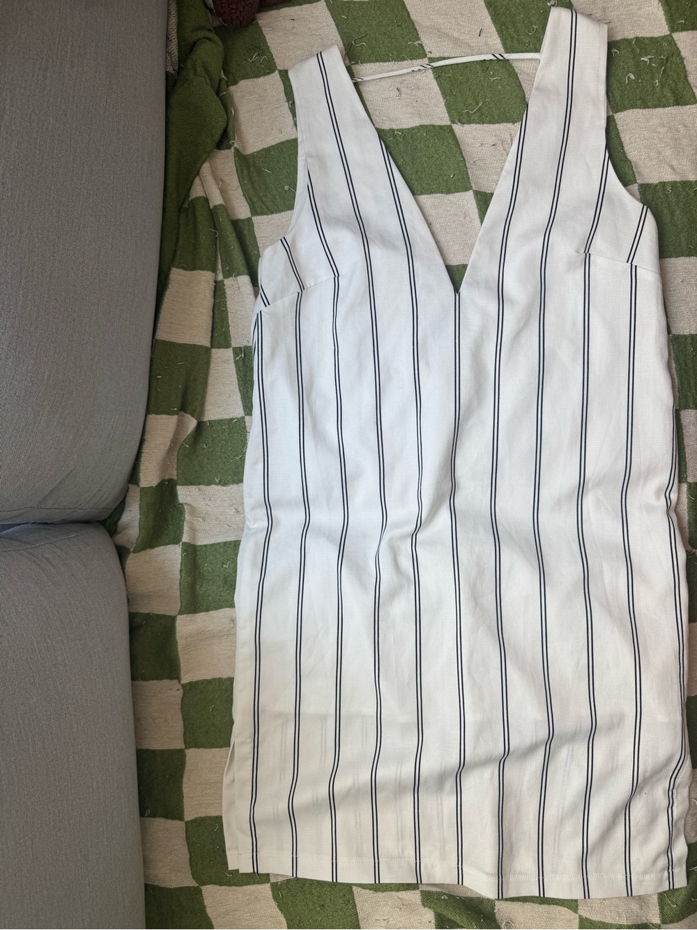 Tobi White Mini Dress with Black Pinstripes